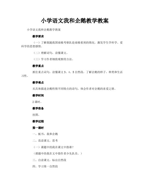 小学语文我和企鹅教学教案