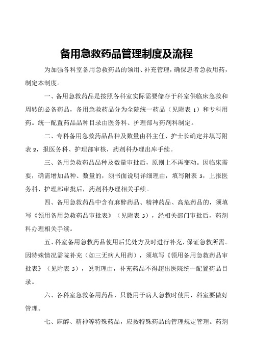 医院急救备用药品管理和使用制度