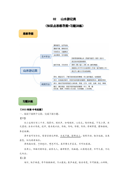 最新备战中考语文专项文言文复习 山水游记类文言文阅读(原卷版)