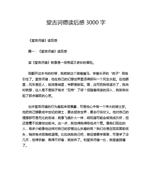 堂吉诃德读后感3000字