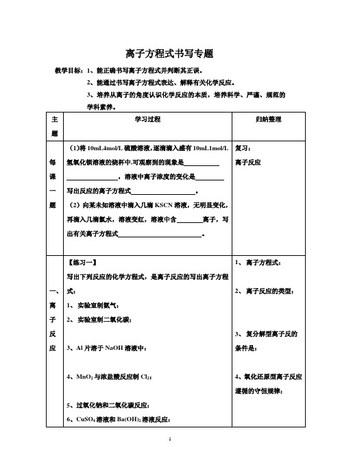 高考离子方程式书写专题-