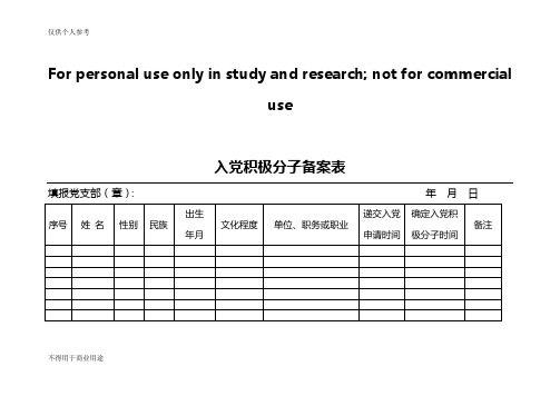 入党积极分子备案表