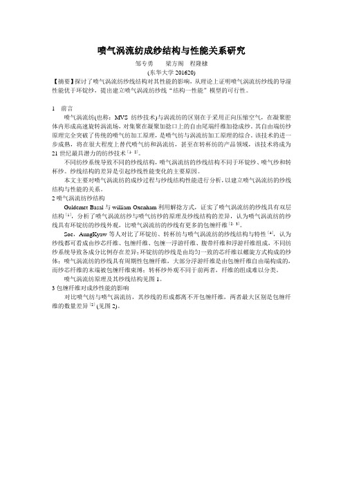 喷气涡流纺成纱结构与性能关系研究
