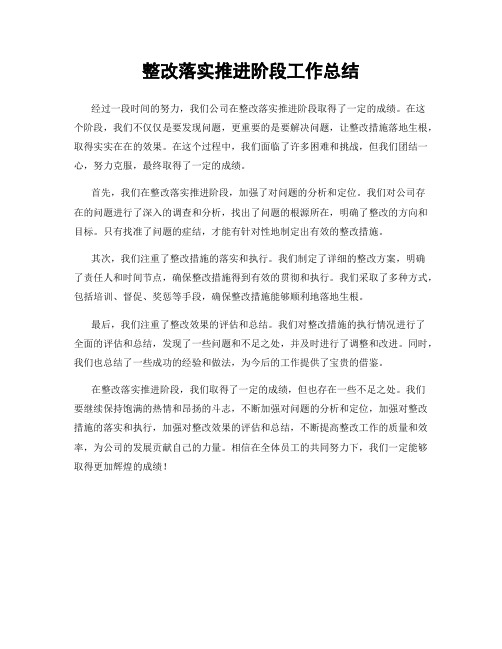 整改落实推进阶段工作总结