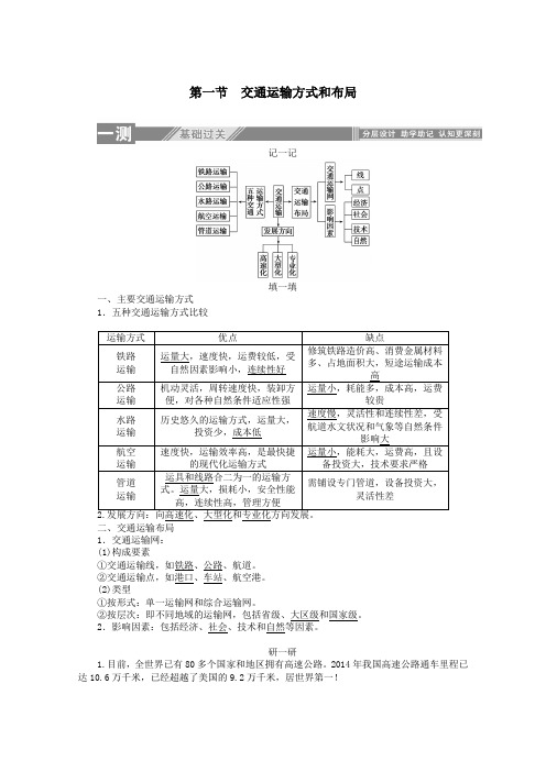 2019_2020学年高中地理第五章交通运输布局及其影响1交通运输方式和布局练习(含解析)新人教版必修2