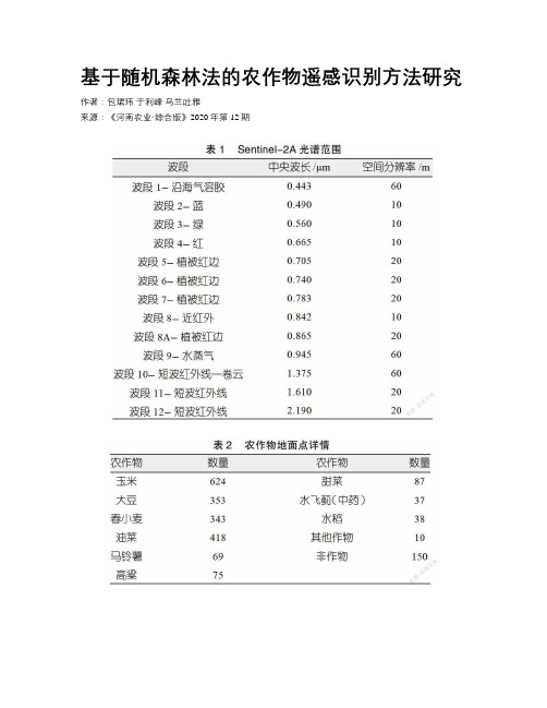 基于随机森林法的农作物遥感识别方法研究