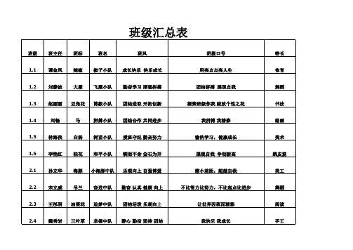 班级汇总表