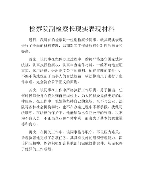 检察院副检察长现实表现材料