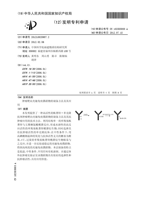 肿瘤靶向光敏免疫偶联物的制备方法及其应用[发明专利]