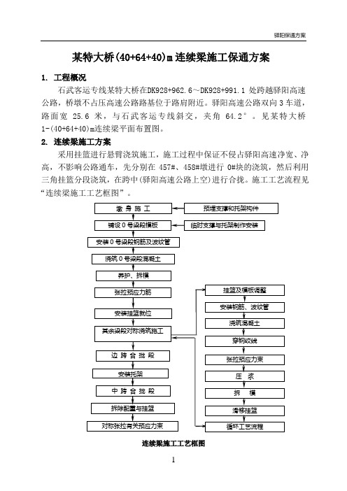 某特大桥(40+64+40)米连续梁施工方案保通方案 安全防护棚