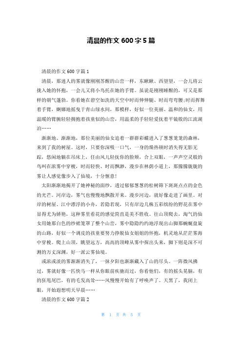 清晨的作文600字5篇