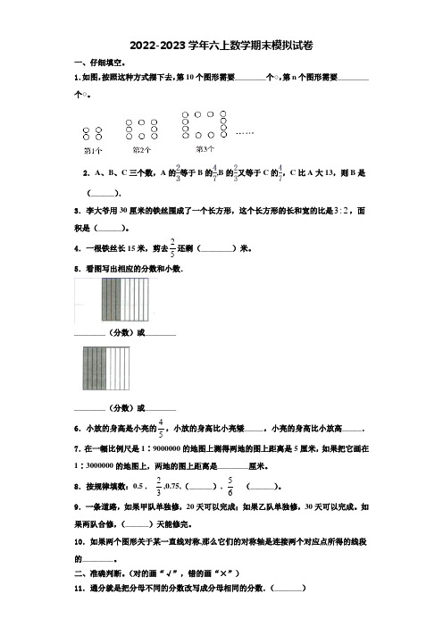 2023届重庆市南岸区六年级数学第一学期期末联考试题含解析