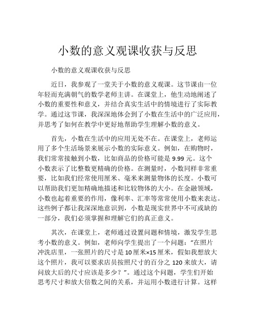 小数的意义观课收获与反思