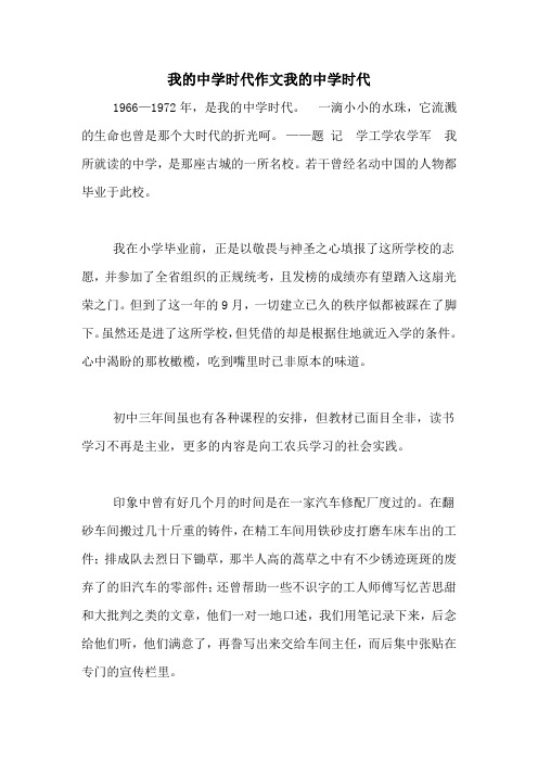 我的中学时代作文我的中学时代