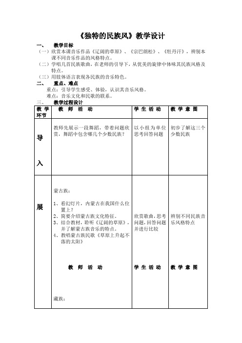 高中音乐人音社必修教案独特的民族风