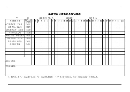 端子机日常保养点检记录表