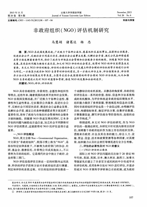 非政府组织(NGO)评估机制研究