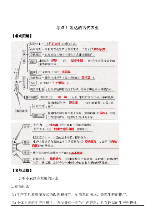 高考历史历年真题汇编考点1 发达的古代农业(解析版)