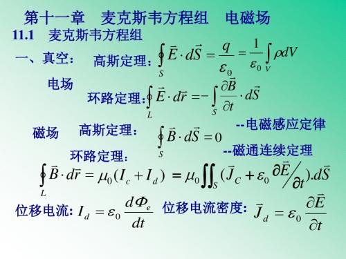 《大学物理》第十一章麦克斯韦方程S