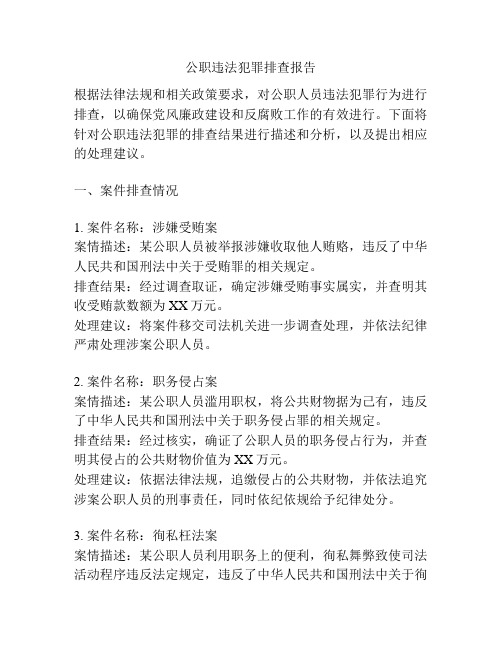 公职违法犯罪排查报告