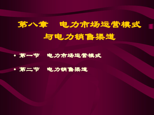 电力市场运营模式与电力销售渠道案例