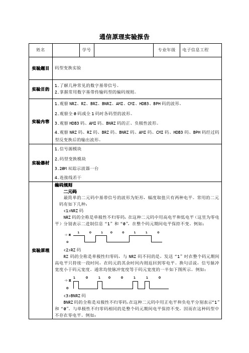 实验五 码型变换实验