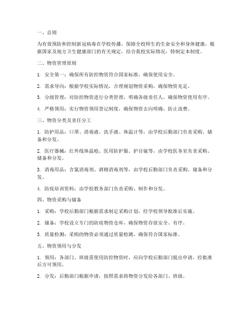 学校新冠防控物资管理制度