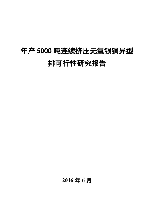 年产5000吨连续挤压无氧银铜异型排可行性研究报告