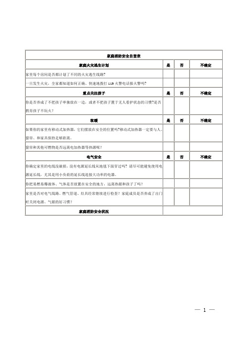 我的家庭消防安全自查表[1]