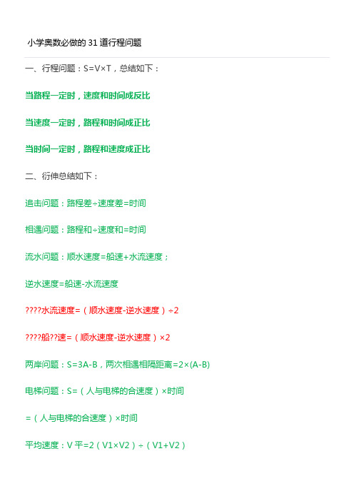 小学奥数必做的31道行程问题