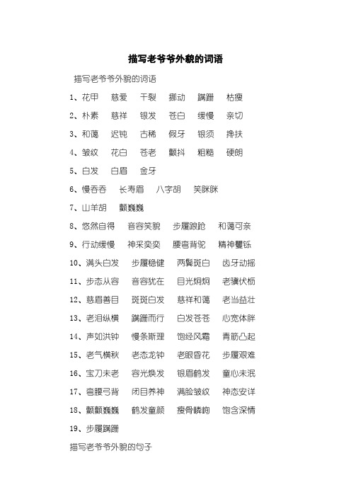描写老爷爷外貌的词语