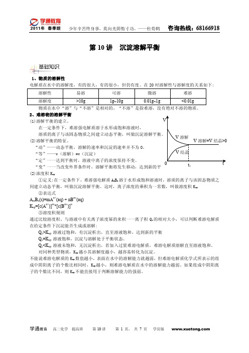 沉淀溶解平衡