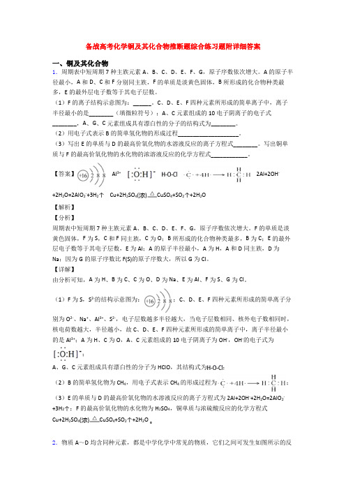 备战高考化学铜及其化合物推断题综合练习题附详细答案(1)