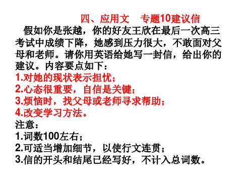 高考英语书面表达应用文专题10建议信减轻压力