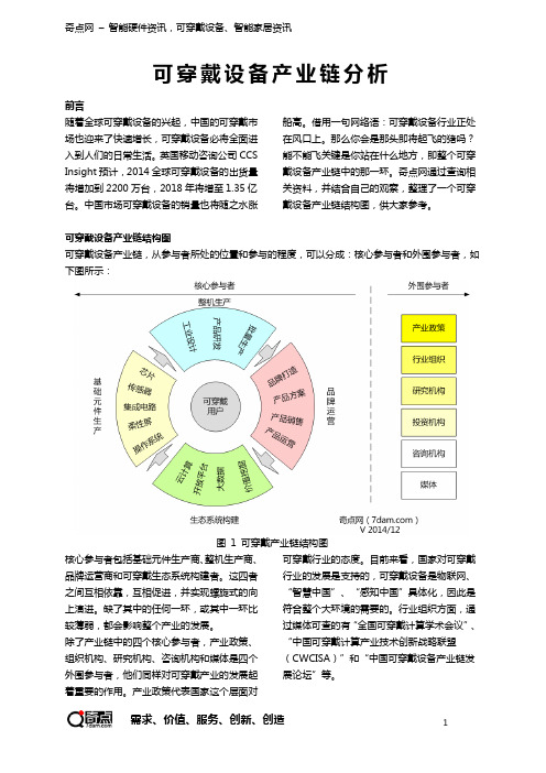 2014年可穿戴设备产业链分析