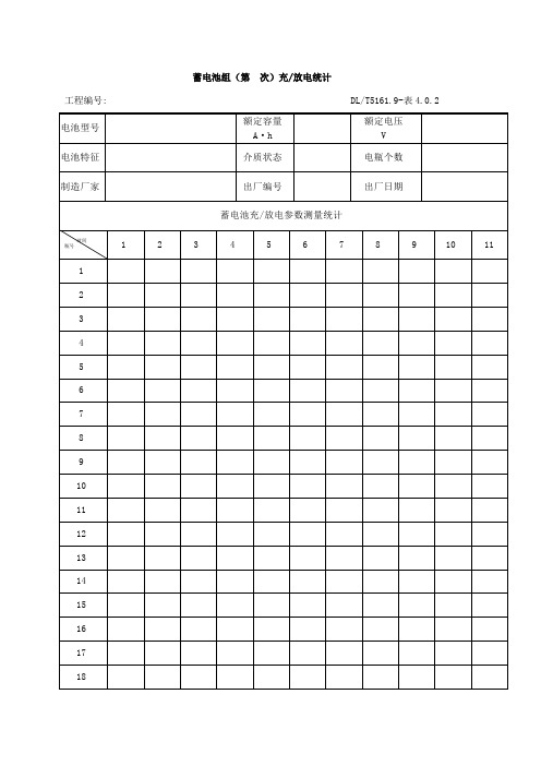 蓄电池组充放电记录表格格式模板