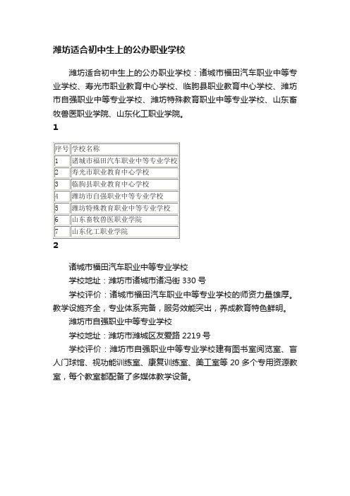 潍坊适合初中生上的公办职业学校