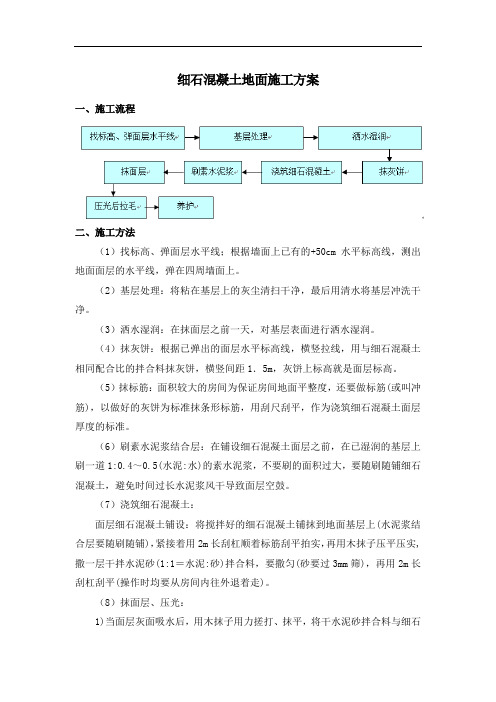 细石混凝土地面施工方案