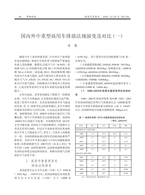 国内外中重型商用车排放法规演变及对比_一_