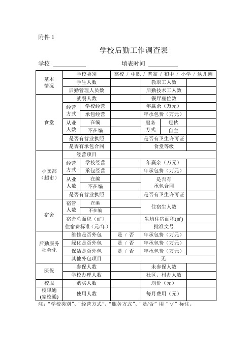 学校后勤工作调查表-1