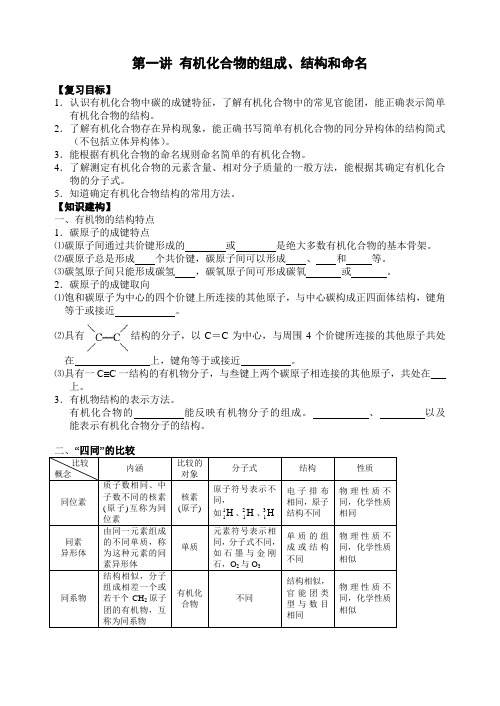 苏教版选修五第一讲有机物的命名结构(配套习题含答案)