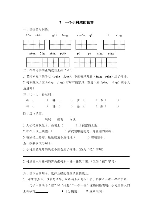 语文三年级下册《一个小村庄的故事》练习