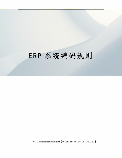 ERP系统编码规则