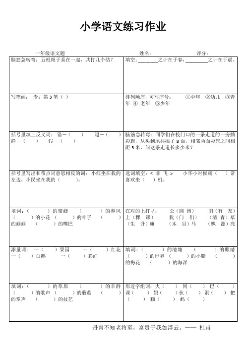 小学一年级语文每日一练IV (10)