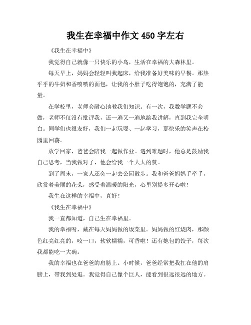 我生在幸福中作文450字左右