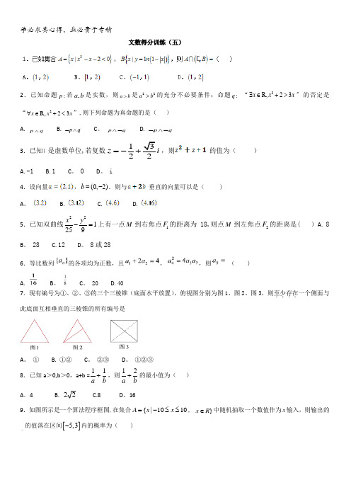 黑龙江省大庆实验中学2017届高三考前得分训练(五)数学(文)试题含答案
