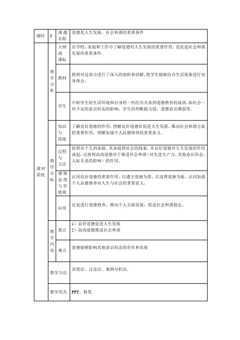 第三课：道德是人生发展、社会和谐的重要条件