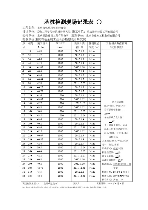 基桩检测现场记录表