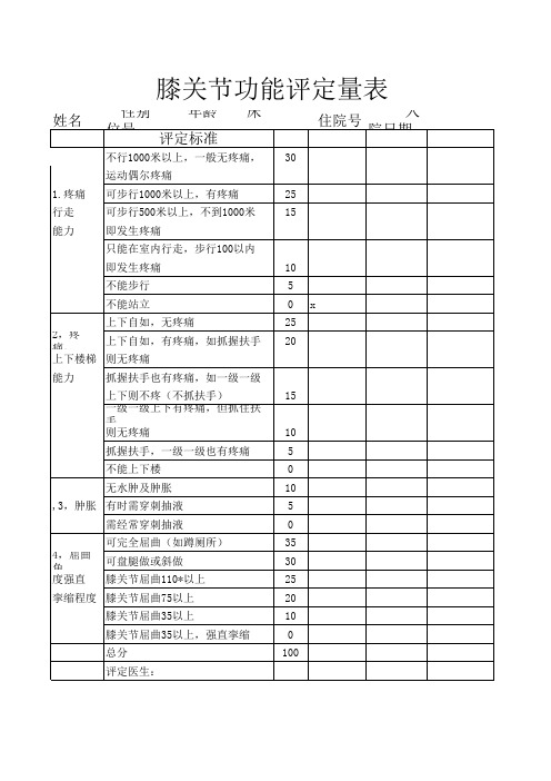 膝关节功能评定量表