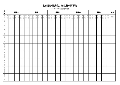 班级纪律管理积分表